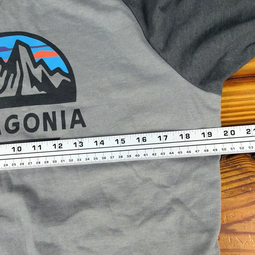 Patagonia Fleece T Shirt Mens Medium Organic Cotton Gray Heavyweight Long Sleeve